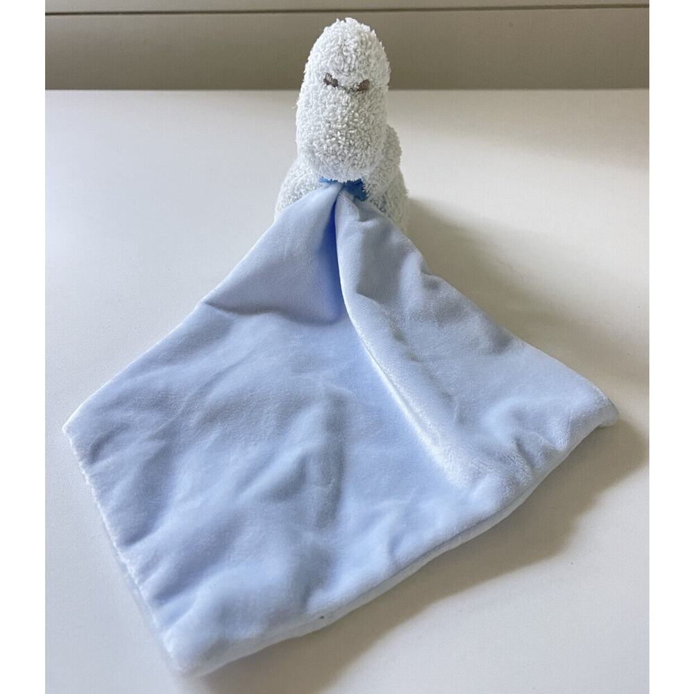Cupcakes & Cartwheels BLUE dinosaur Security Blanket Lovey Velour & Terry Cloth